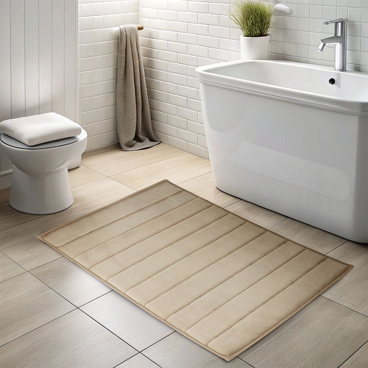 NAUTICA - Alfombra de baño Nautica Home 50x80cm coralina ultra suave beige