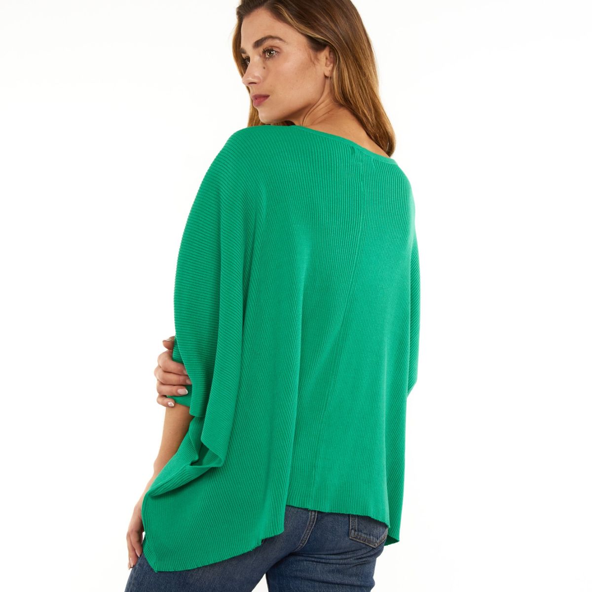 GUINDA - Sweater cuello en V hilo acanalado manga murciela Noela Guinda
