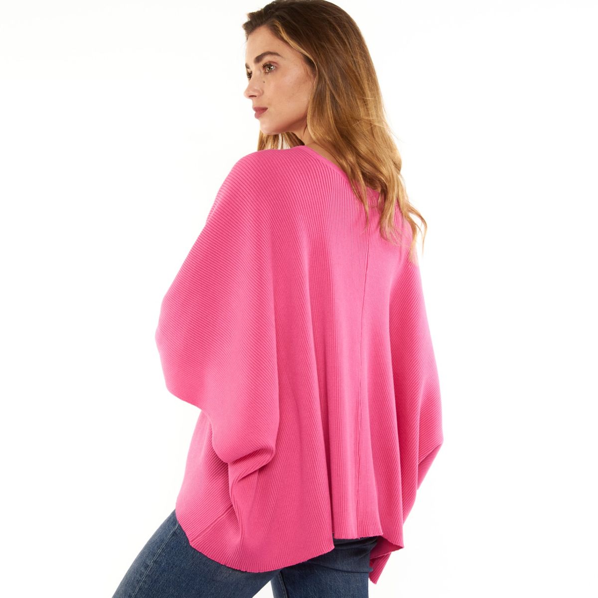 GUINDA - Sweater cuello en V hilo acanalado manga murciela Noela Guinda