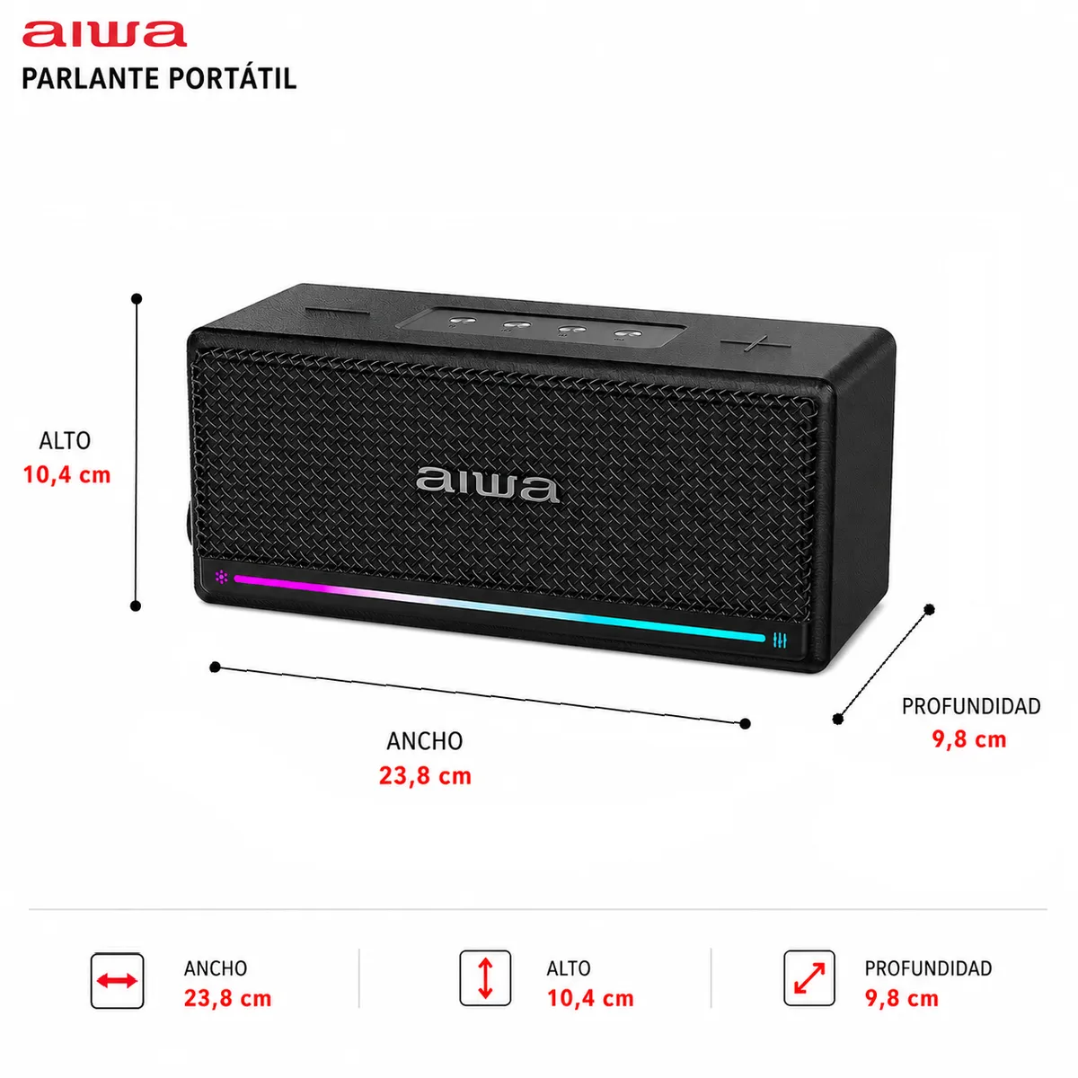 AIWA - Parlante Bluetooth Vintage Portátil Con Función Tws 40w Awq6