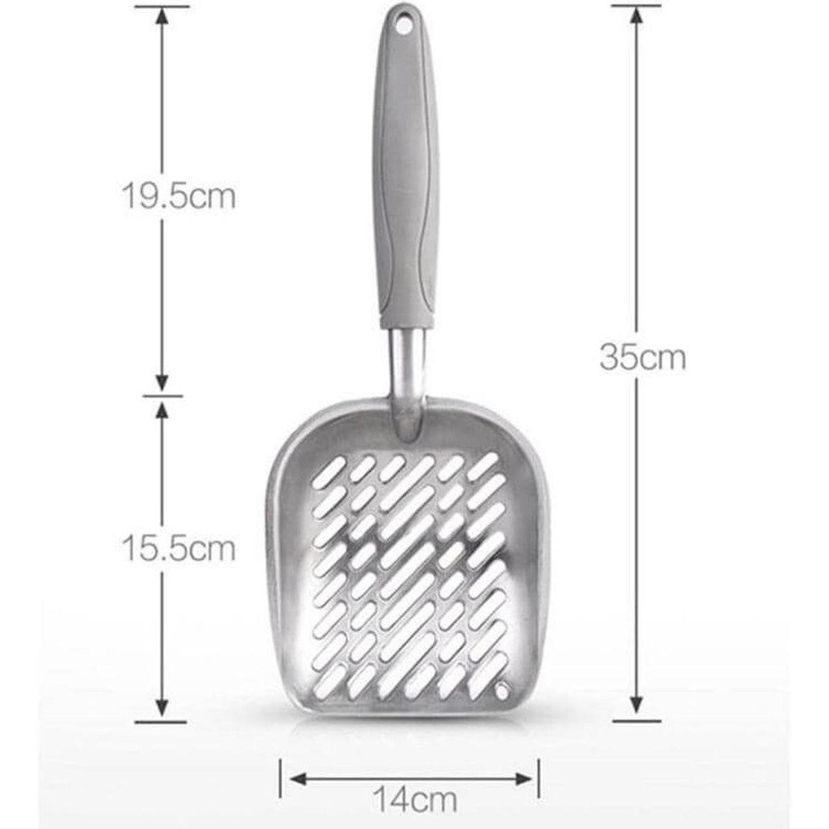 BROTHER - Pala De Metal Para Arena Sanitaria Mascotas Perros Y Gatos Mango Gris