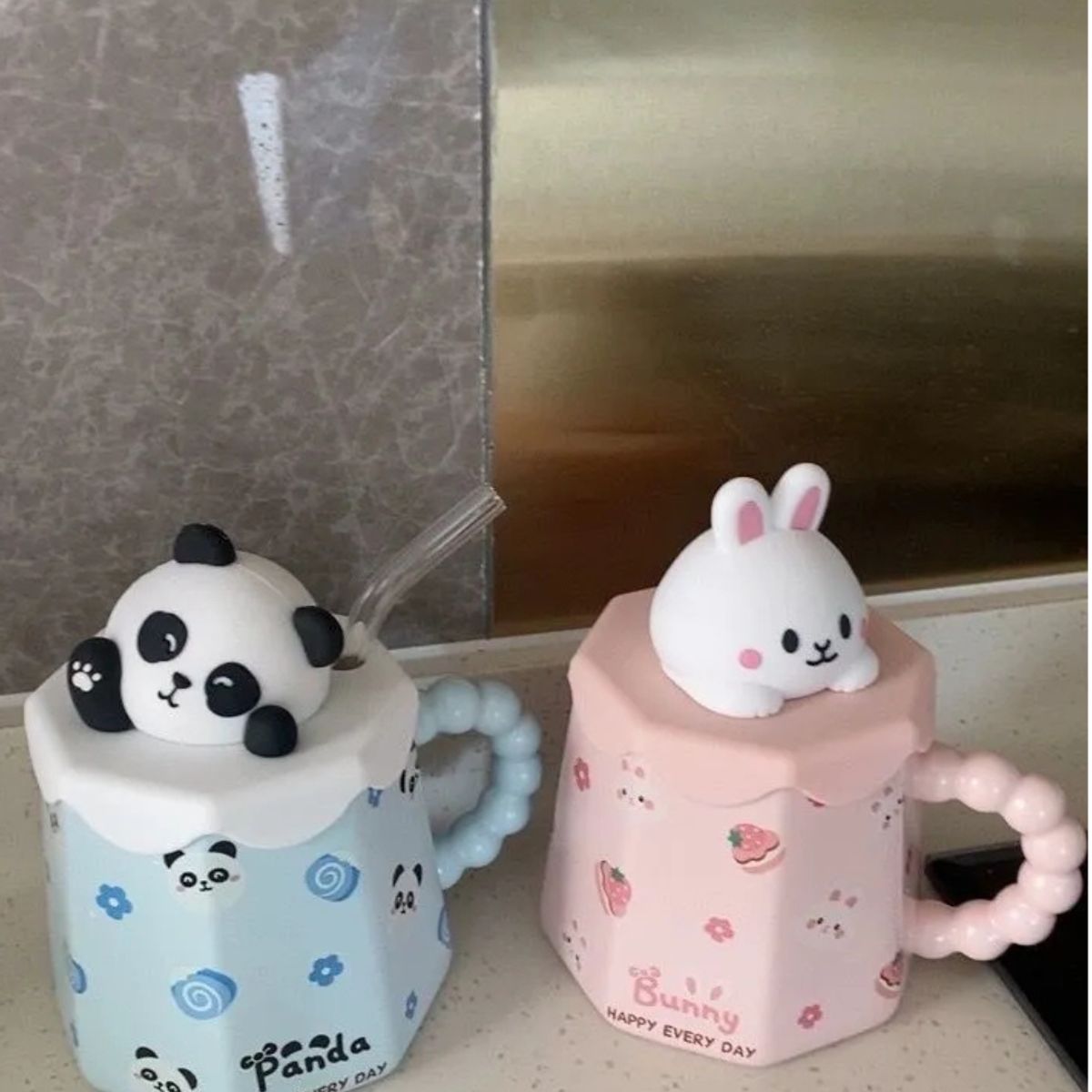SUKEA - Taza Decorativa de Ceramica Oso Panda 400 ml