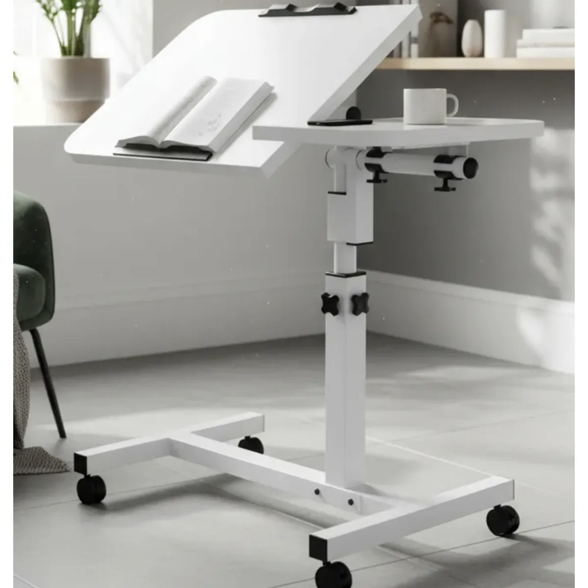IDEEHOUSE - Mesa Multifuncional Ajustable Para Portátil Con Ruedas Color Blanco