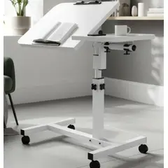 IDEEHOUSE - Mesa Multifuncional Ajustable Para Portátil Con Ruedas Color Blanco