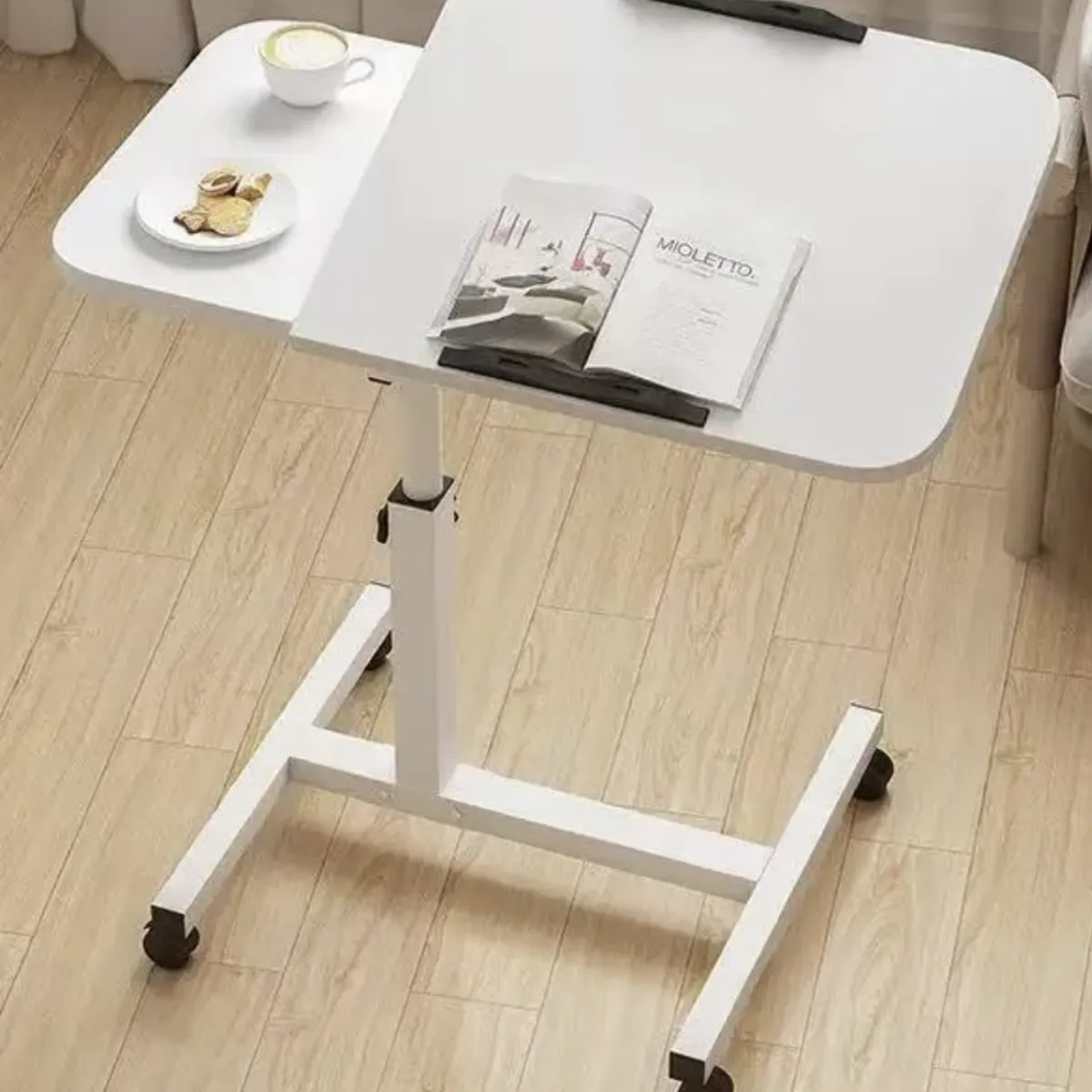 IDEEHOUSE - Mesa Multifuncional Ajustable Para Portátil Con Ruedas Color Blanco