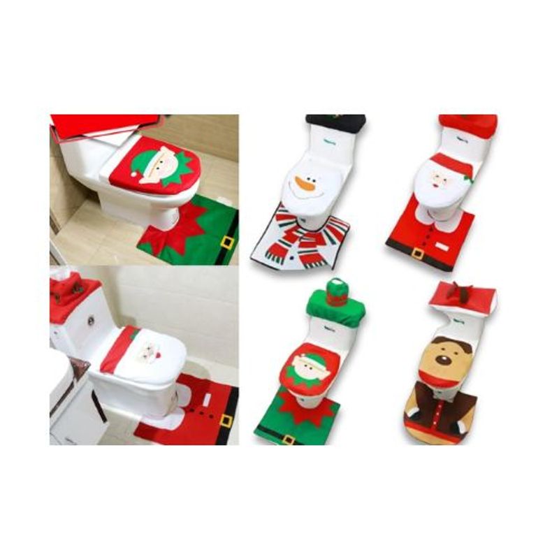 GENERICO - Set Decoración De Baño Navideño Color Diseño Reno Marron 3Pcs