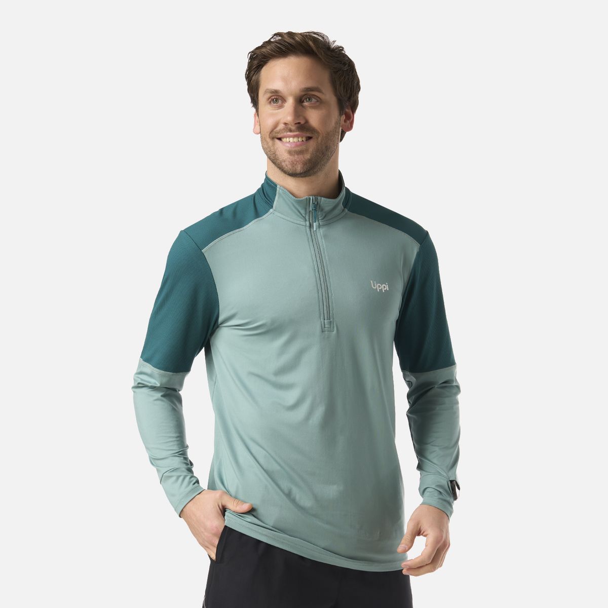LIPPI - Polerón Hombre Puerto Trucco 1/4 Zip Turquesa Lippi