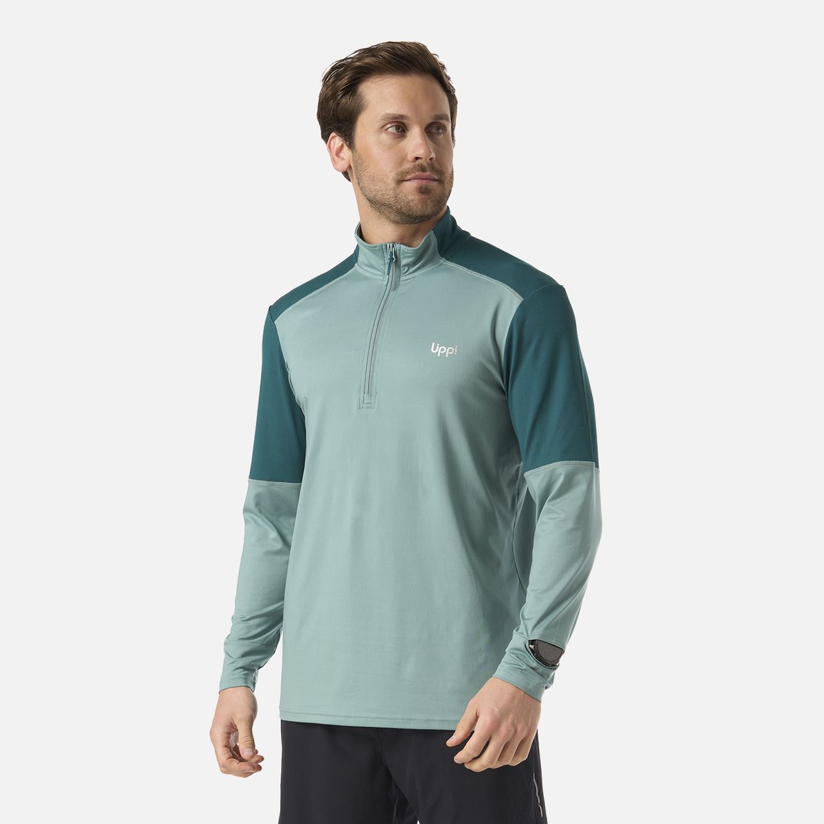 LIPPI - Polerón Hombre Puerto Trucco 1/4 Zip Turquesa Lippi