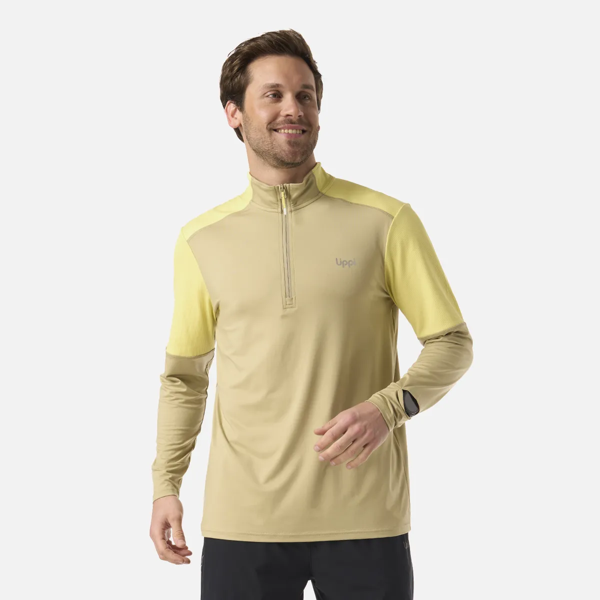 LIPPI - Polerón Hombre Puerto Trucco 1/4 Zip Verde Oliva Lippi