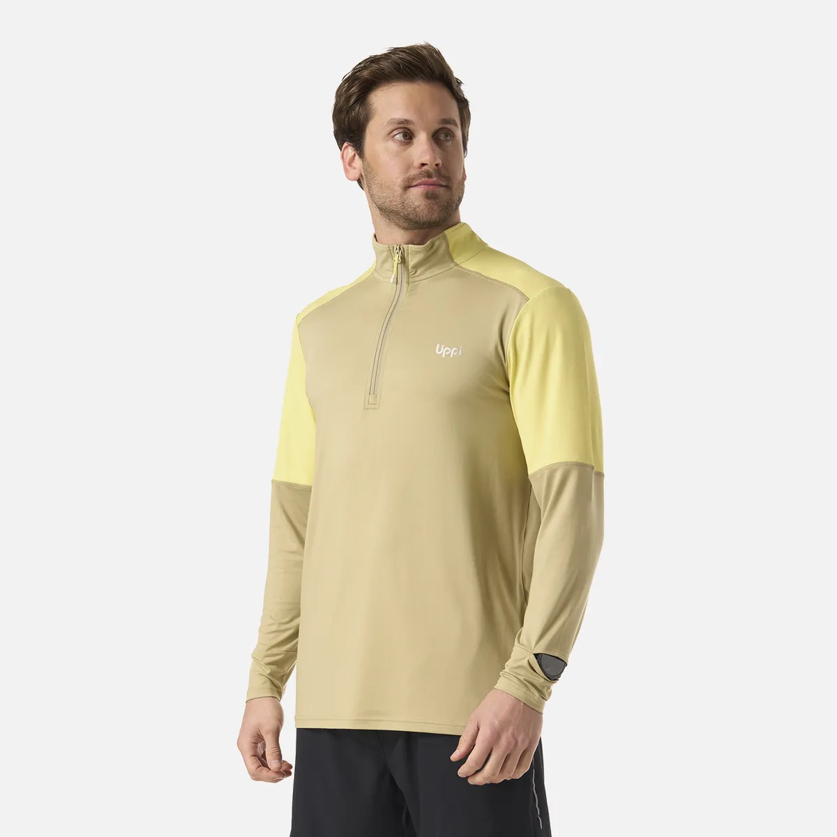 LIPPI - Polerón Hombre Puerto Trucco 1/4 Zip Verde Oliva Lippi