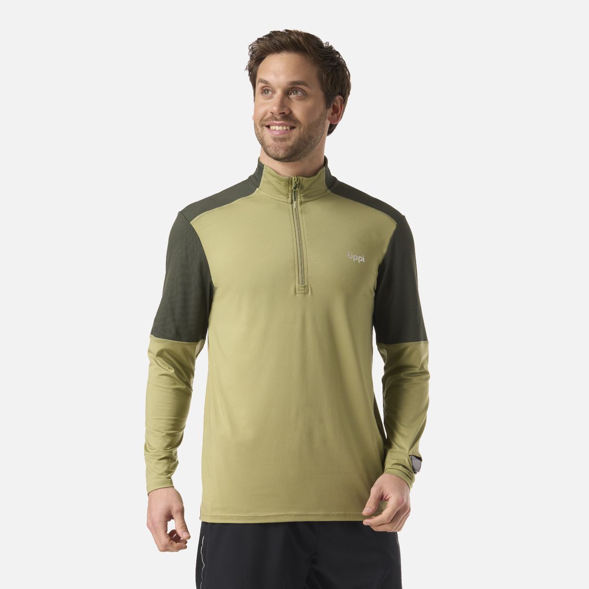 LIPPI - Polerón Hombre Puerto Trucco 1/4 Zip Verde Lippi