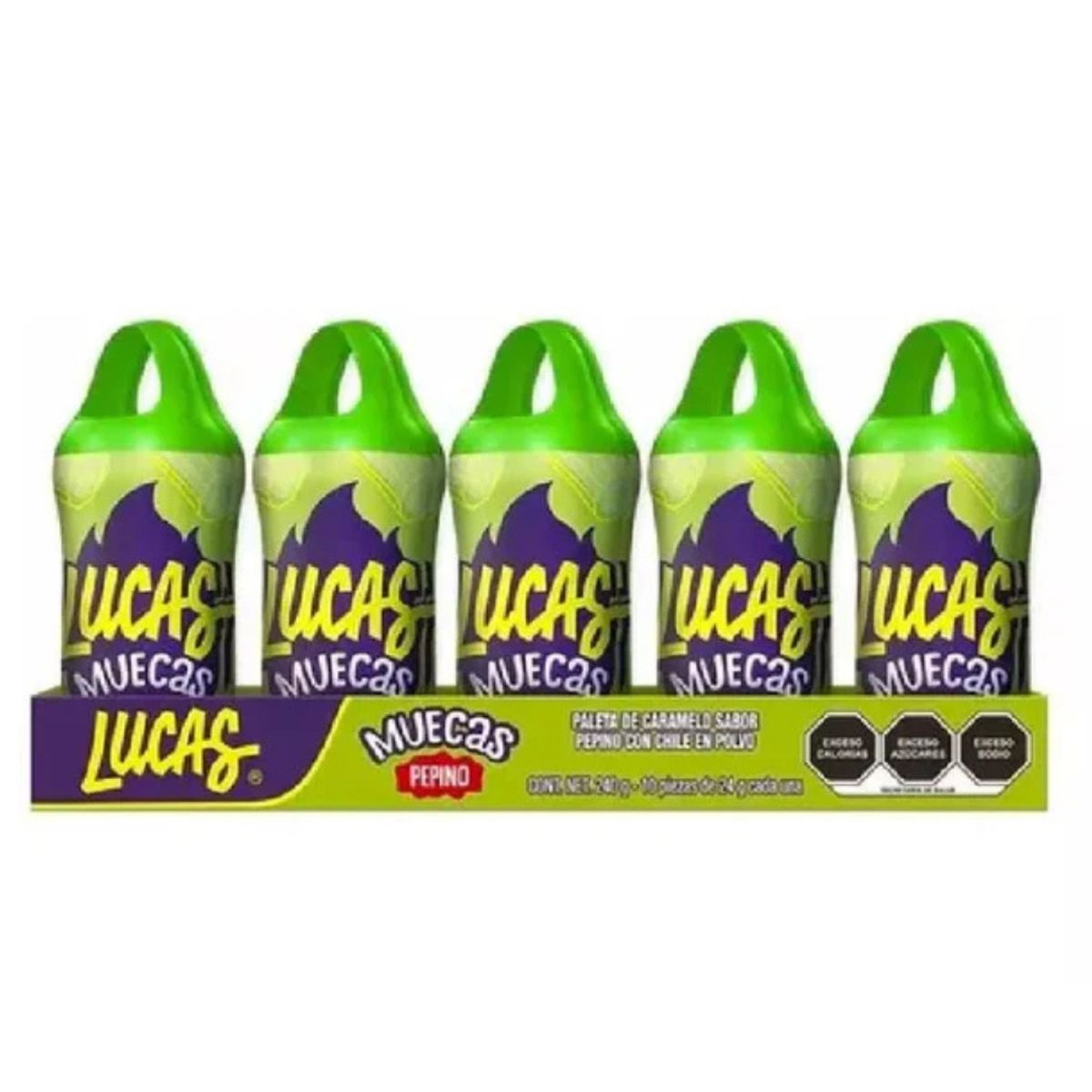LUCAS MUECAS - Chupete de Caramelo Pepino Lucas Muecas 10 un x 24 g