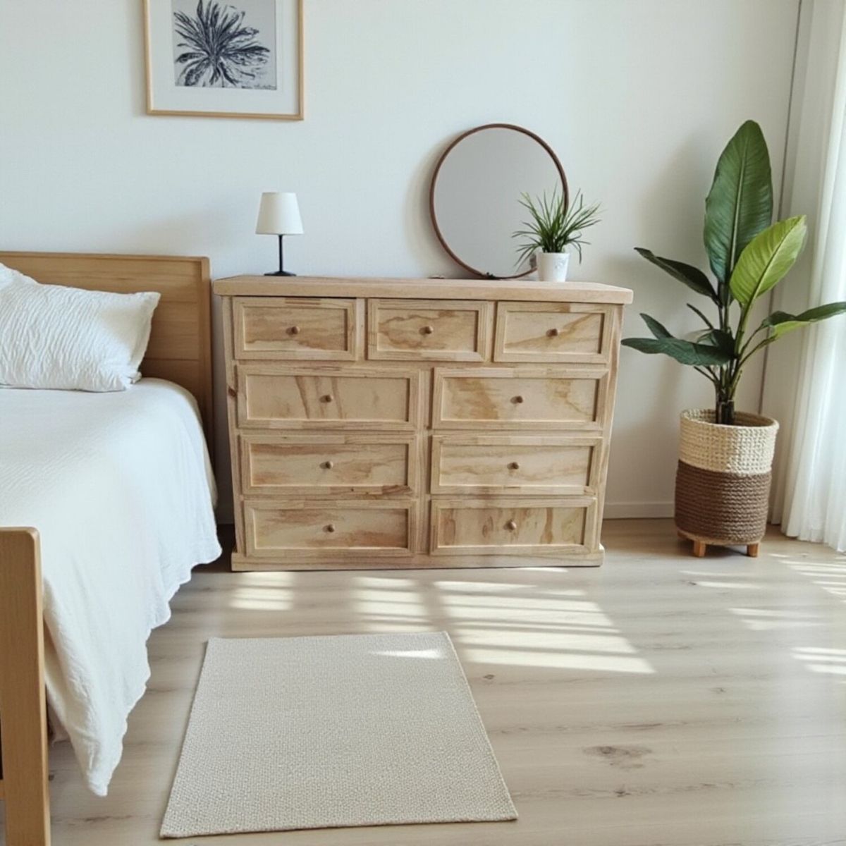 GENERICO - Comoda de madera NATURAL  lacada 9 cajones ( rieles telescópicos ) MGR MUEBLES