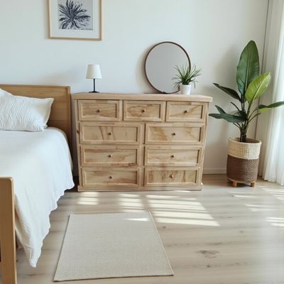 Imagen 2 del producto Comoda de madera NATURAL lacada 9 cajones ( rieles telescópicos ) MGR MUEBLES