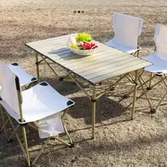 BABYLUNA - Set Comedor Camping para 4 Personas Incluye Mesa y 4 Sillas