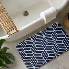 NAUTICA - Alfombra de baño PVC antideslizante 39x69cm azul-blanco