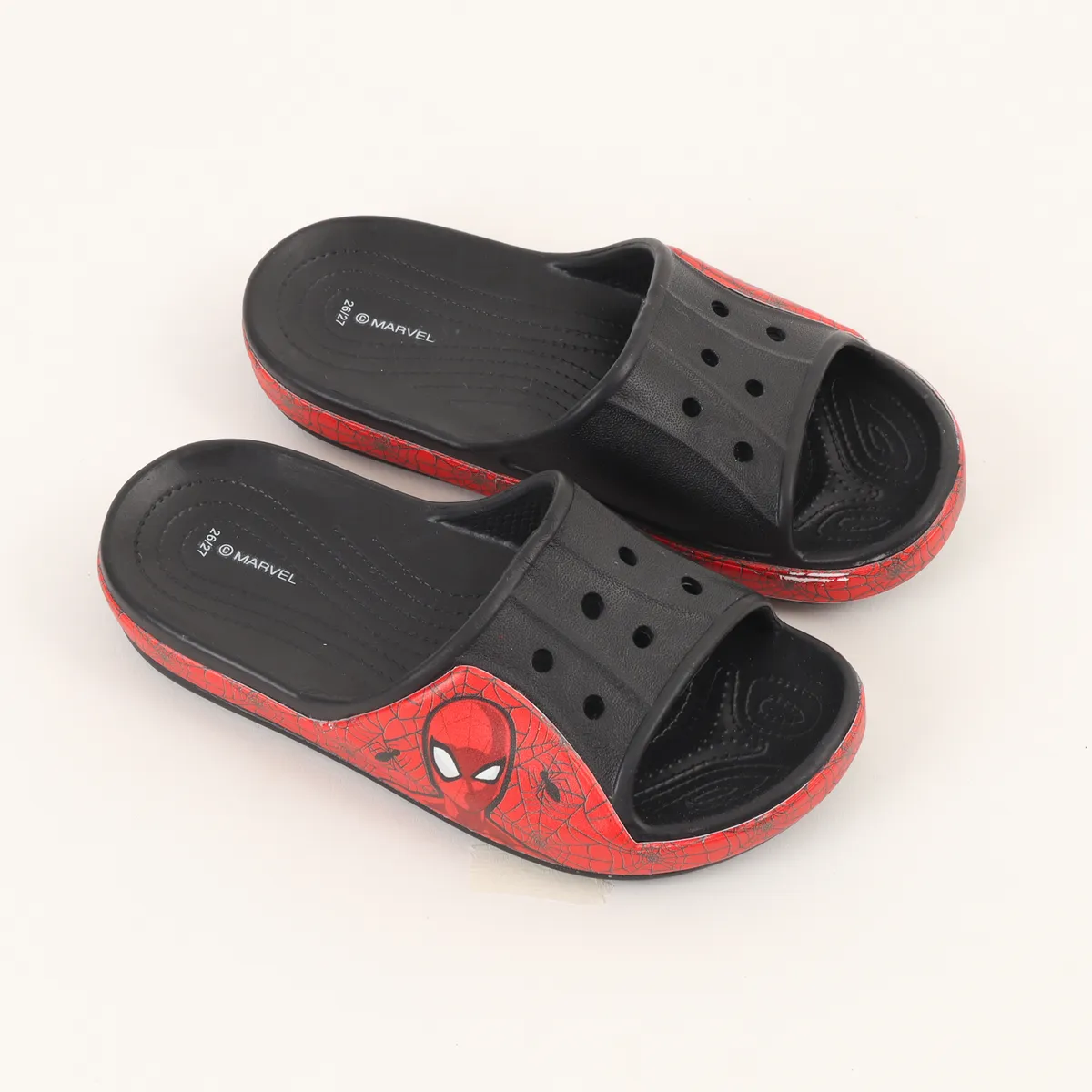 MARVEL - Sandalia Slide Niño Negro Telaraña Spiderman Marvel