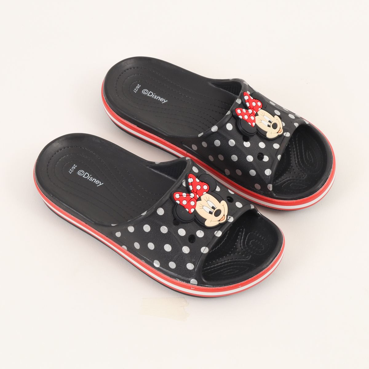 DISNEY - Sandalia Slide Niña Negro Carita Feliz Minnie Disney