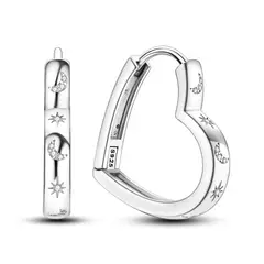 GENERICO - Aros Corazón Luna Y Estrellas Con Micro Circones