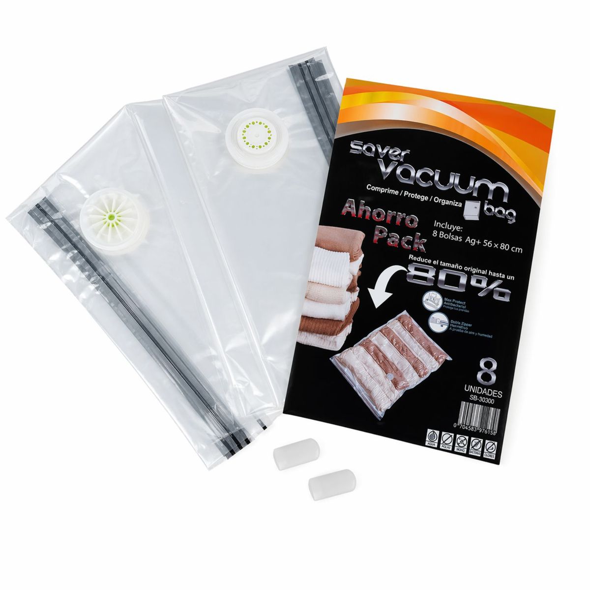 SAVER VACUUM BAG - Pack Ahorro 8 Bolsas Ahorra Espacio SVB Ag+ 56 x 80 cm