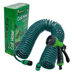GENERICO - Manguera De Jardín Bobina Retráctil 15 Metros Extensible Color Verde Oscuro