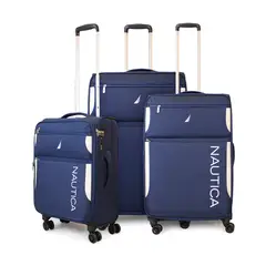 NAUTICA - Set de 3 maletas blanda de tela S+M+L Marbella azul