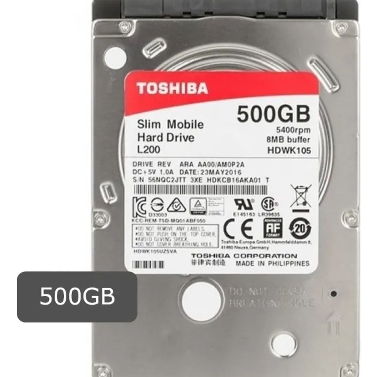 TOSHIBA - Disco Duro Toshiba L200 500gb 2.5 Seminuevo pc-consola-nvr Plateado