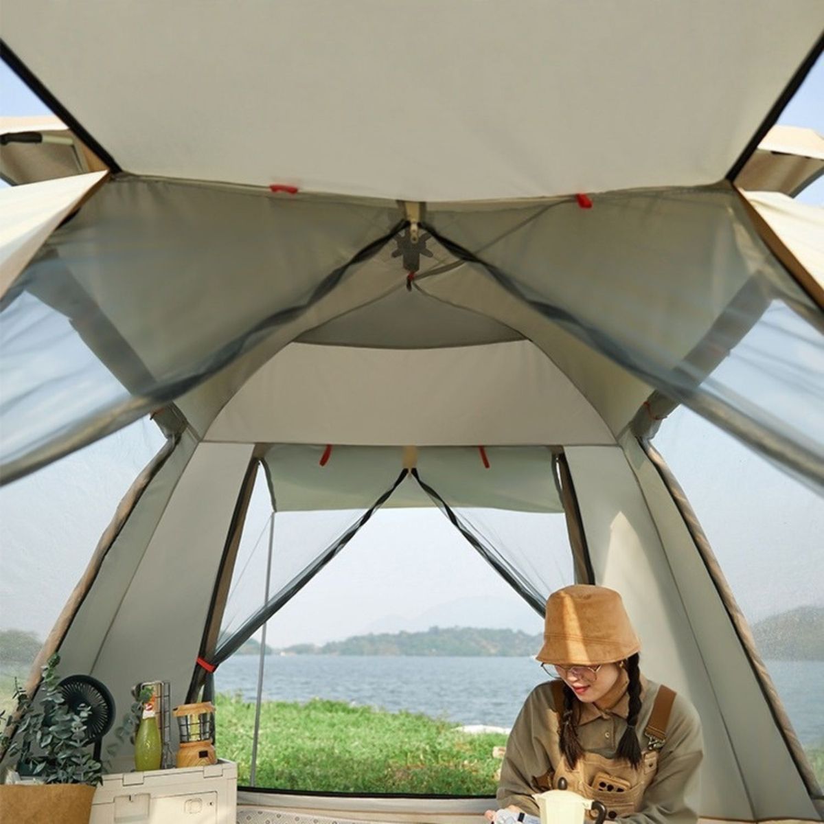 BABYLUNA - Carpa 3 Estaciones Premium para 5 Personas con Techo Largo Anti-UV 2000 mm