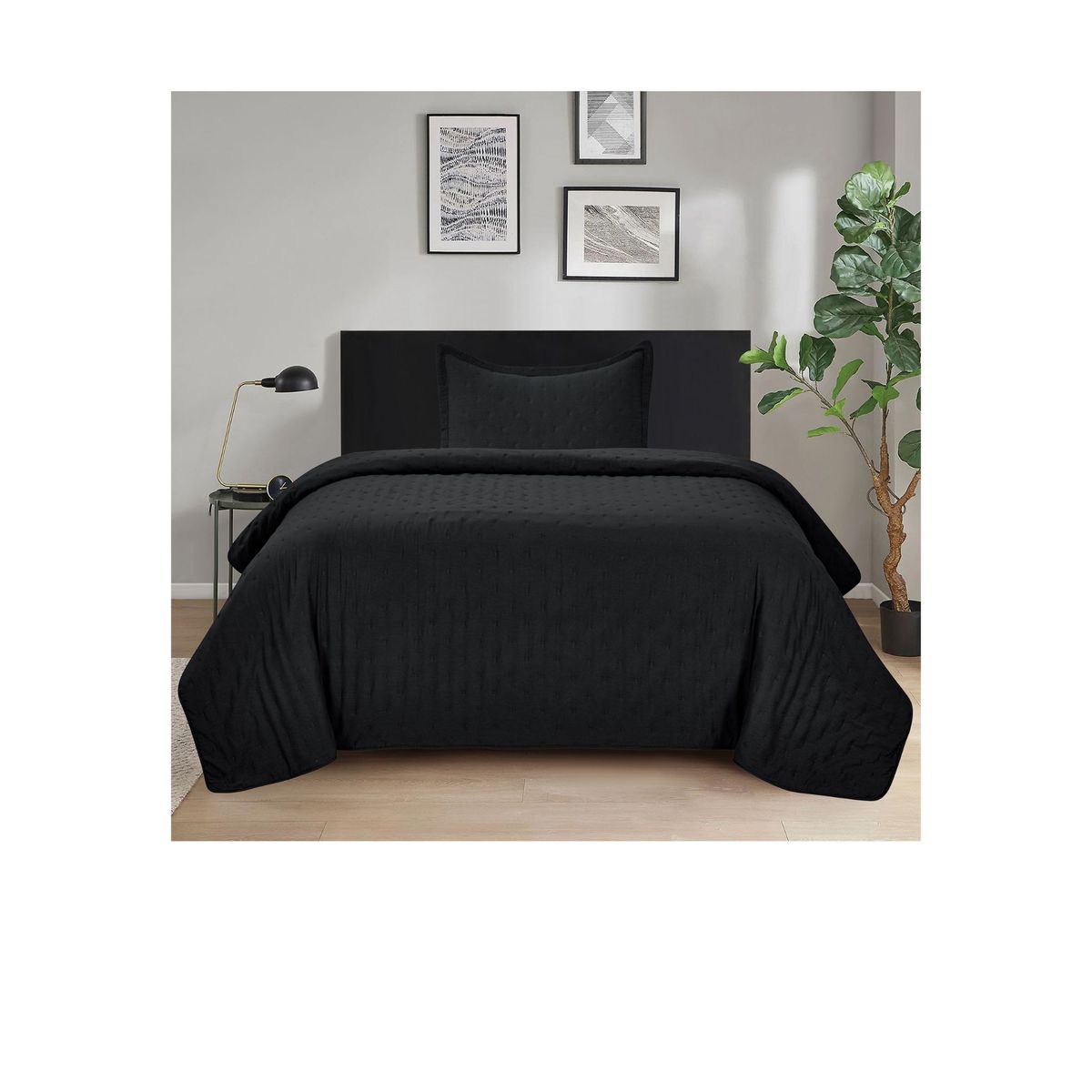 ILLUSIONS - Quilt Roma King Illusions Temporada Primevera -verano Negro