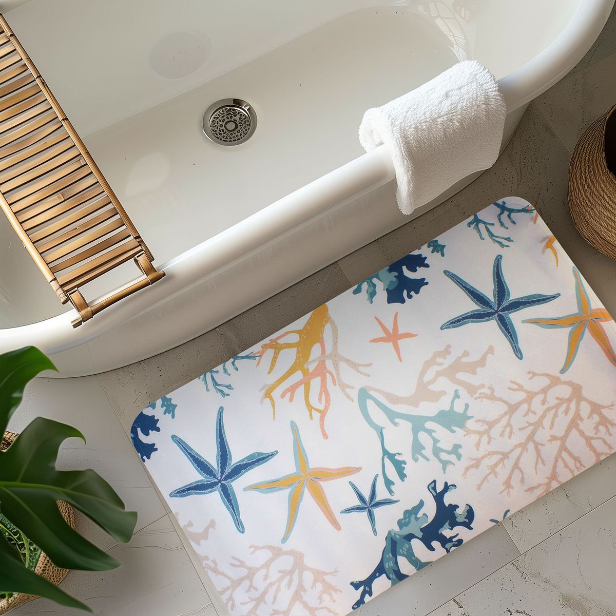 NAUTICA - Alfombra de baño Nautica Home PVC antideslizante 39x69cm corales de mar