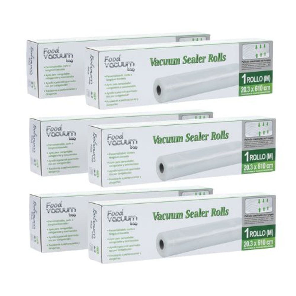 FOOD VACUUM BAG - Pack Ahorro  SETS de 6 Rollos Food Saber Bag