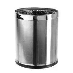 GENERICO - Papelero Redondo Acero Gris Doble capa 10L