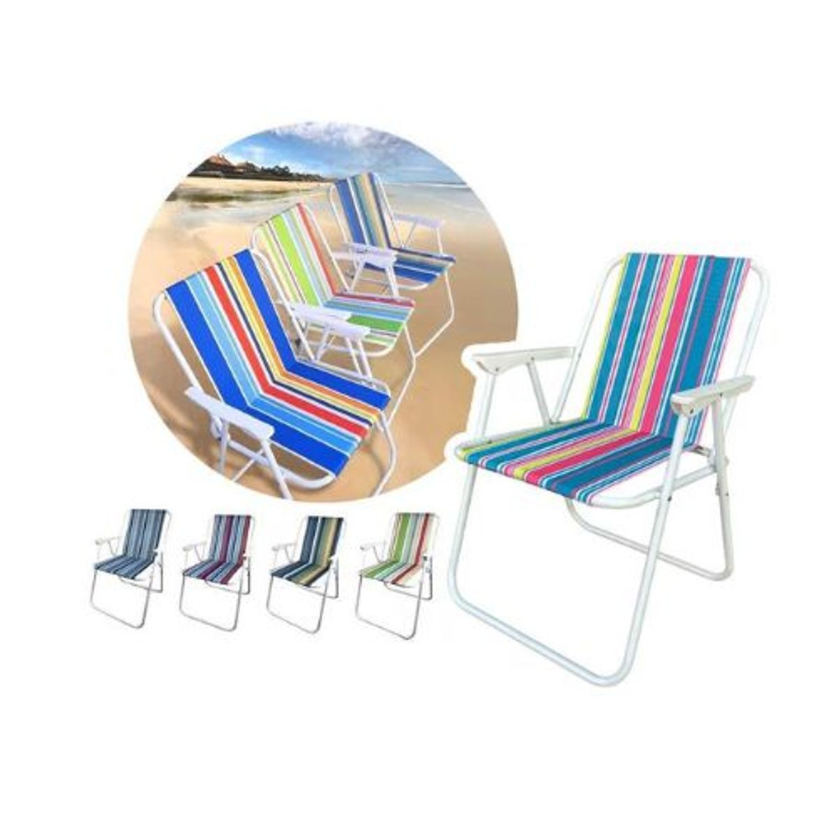 GENERICO - Silla De Camping Playa Plegable Colores Variados
