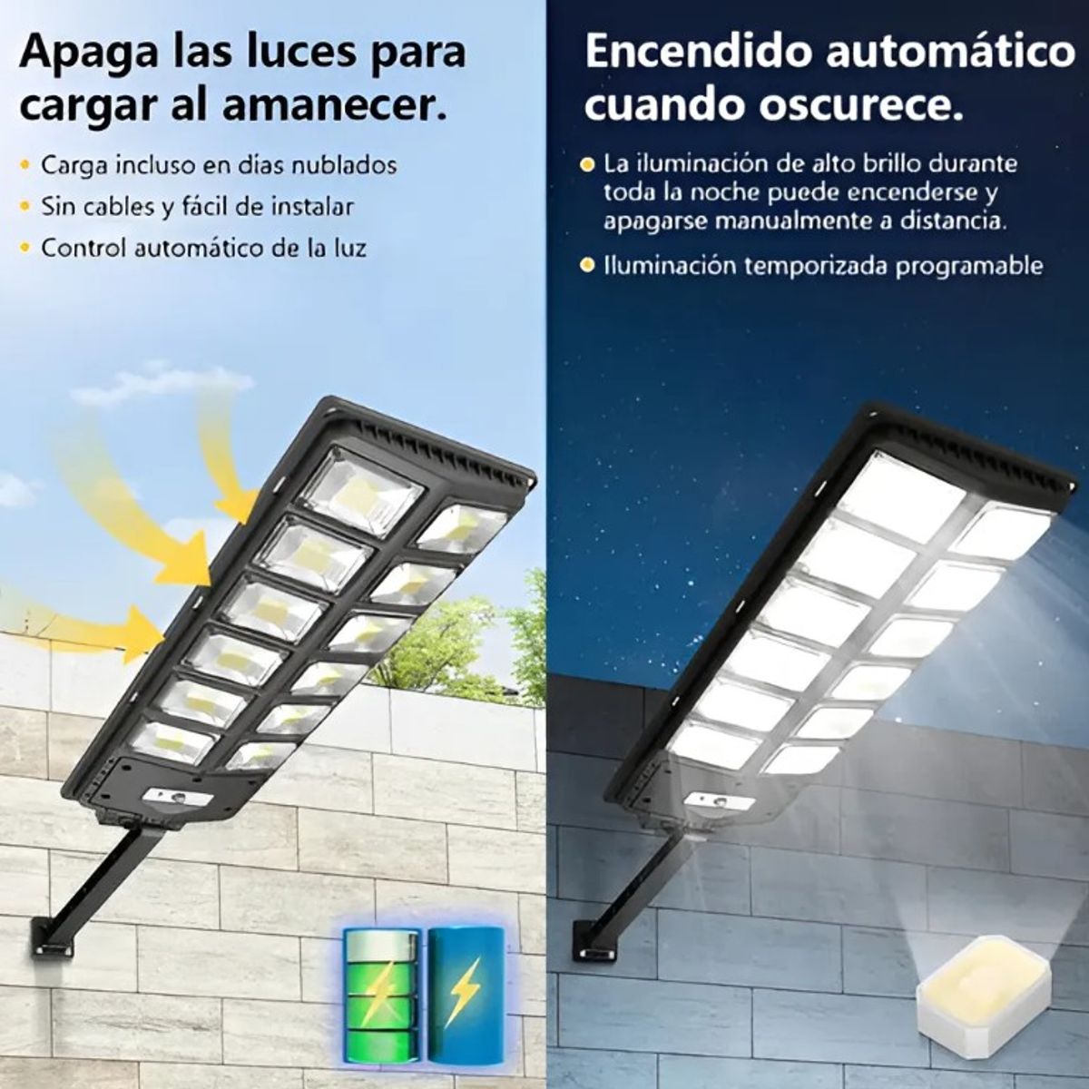 GENERICO - Foco LED Solar 400W Exterior con Sensor Movimiento y Control Remoto
