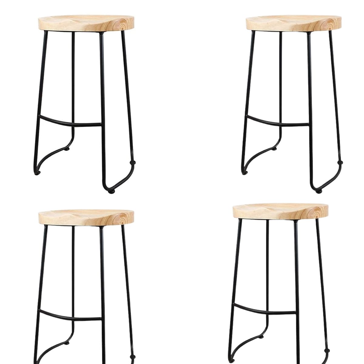 CRUSEC - Pack 4 Silla Bar 65cm Taburete Asiento Madera Mostrador