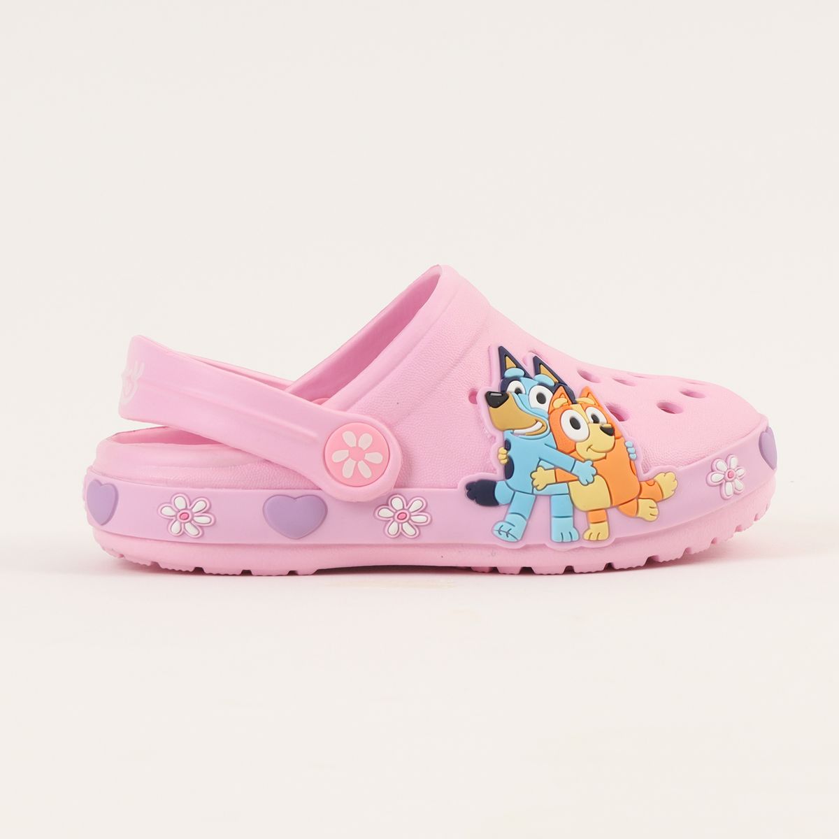 BLUEY - Zueco Niña Rosa Corazones y Flores Bluey