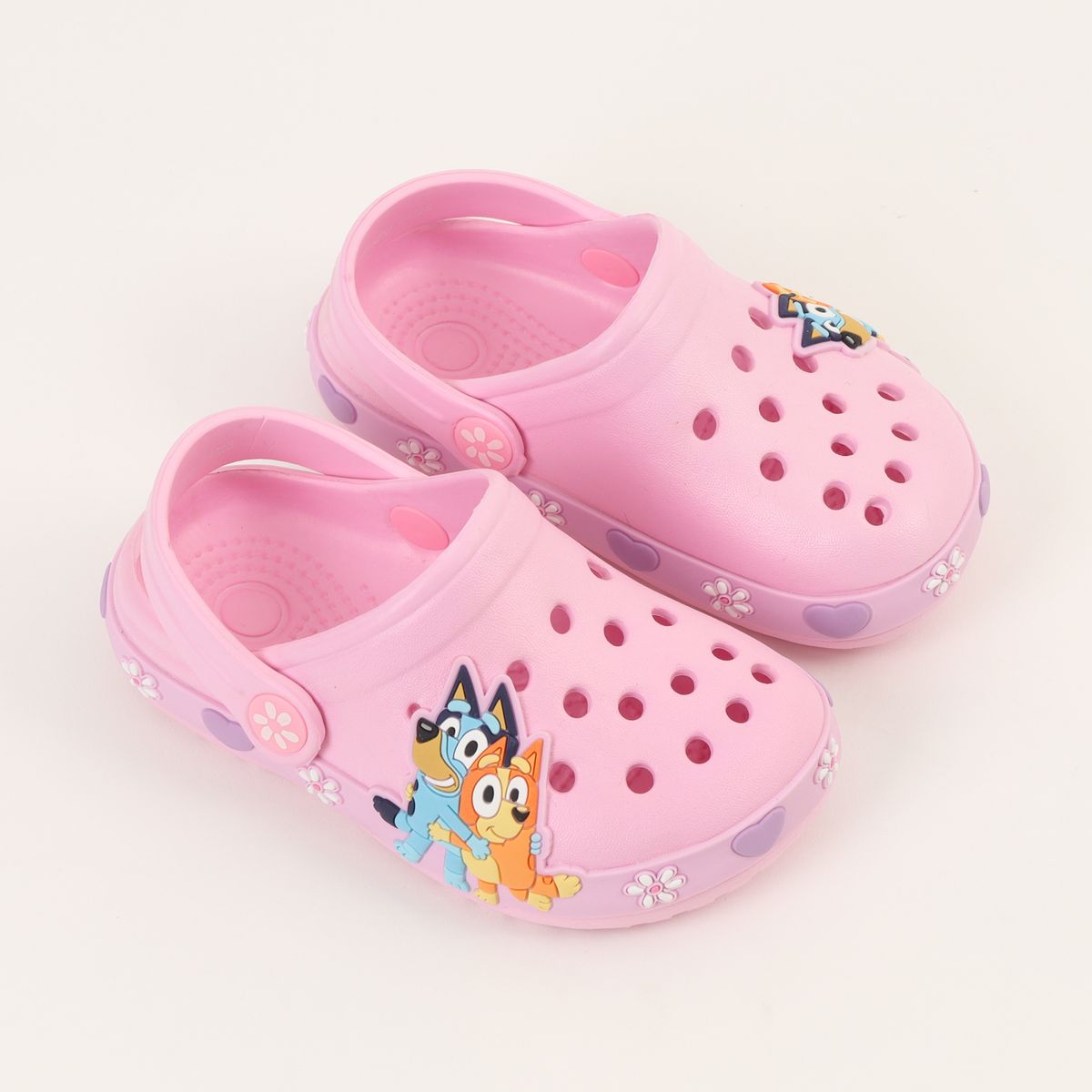 BLUEY - Zueco Niña Rosa Corazones y Flores Bluey