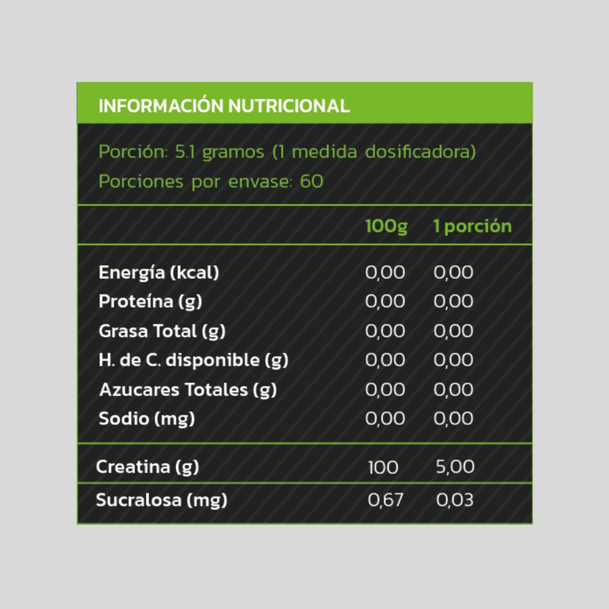 ZEIN - CREATINA MONOHIDRATADA Y MICRONIZADA 308GR MANZANA VERDE - ZEIN