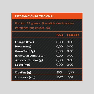 Imagen 2 del producto CREATINA MONOHIDRATADA Y MICRONIZADA 308GR NARANJA -