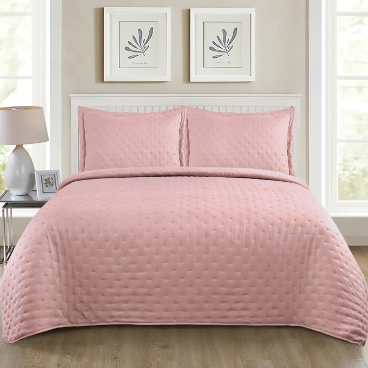 ILLUSIONS - Quilt Roma King Illusions Temporada Primevera -verano Rosa