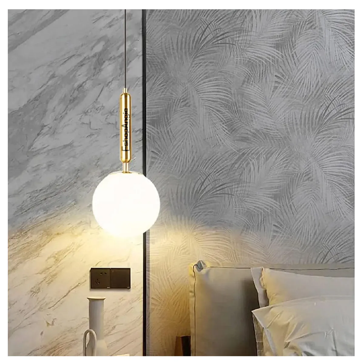 OFERTABKN - Lampara Colgante Dorada Esfera Foco Modelo Nórdica