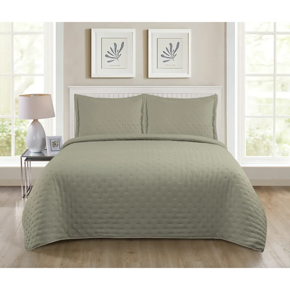 ILLUSIONS - Quilt Roma King Illusions Temporada Primevera -verano OLIVO