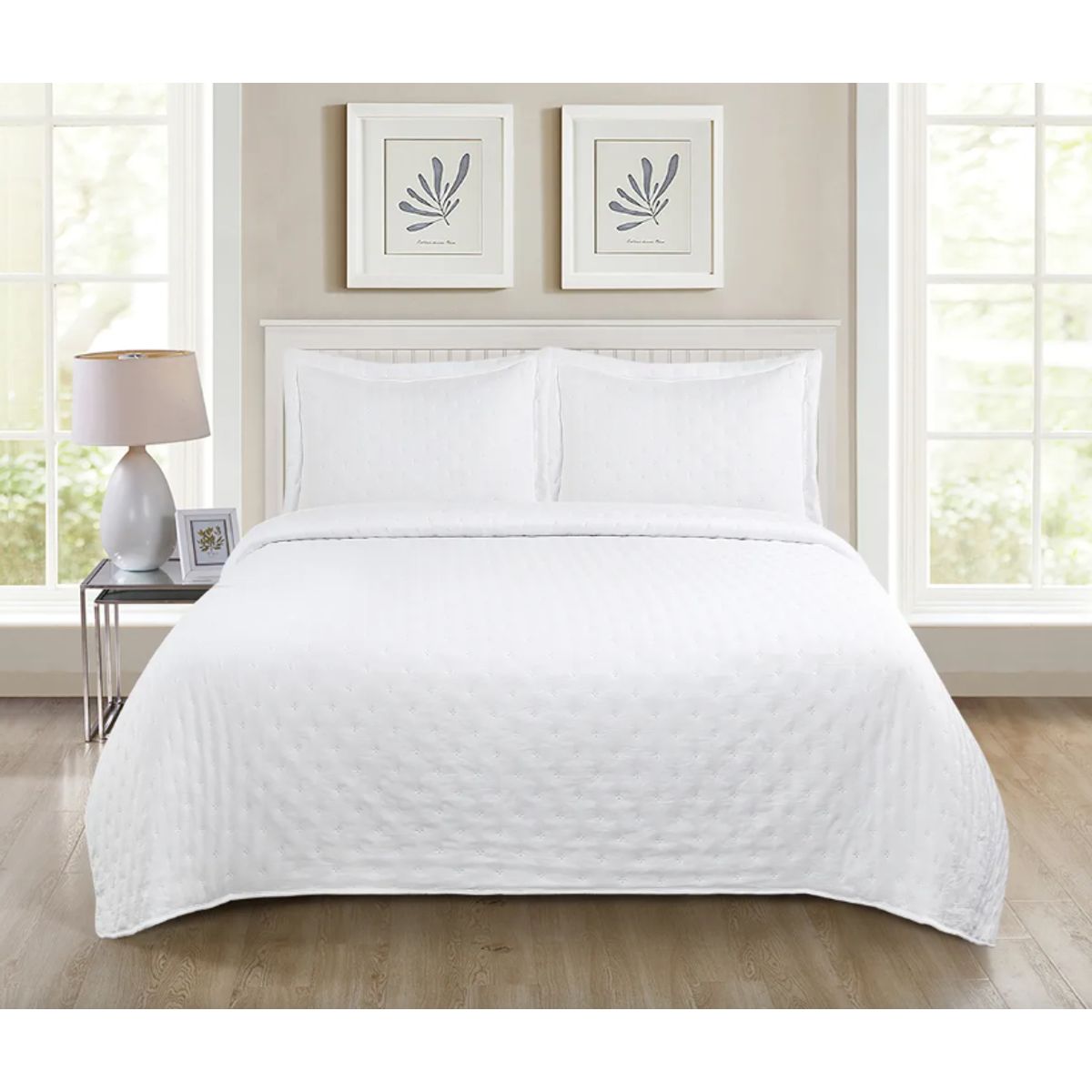 ILLUSIONS - Quilt Roma King Illusions Temporada Primevera -verano Blanco