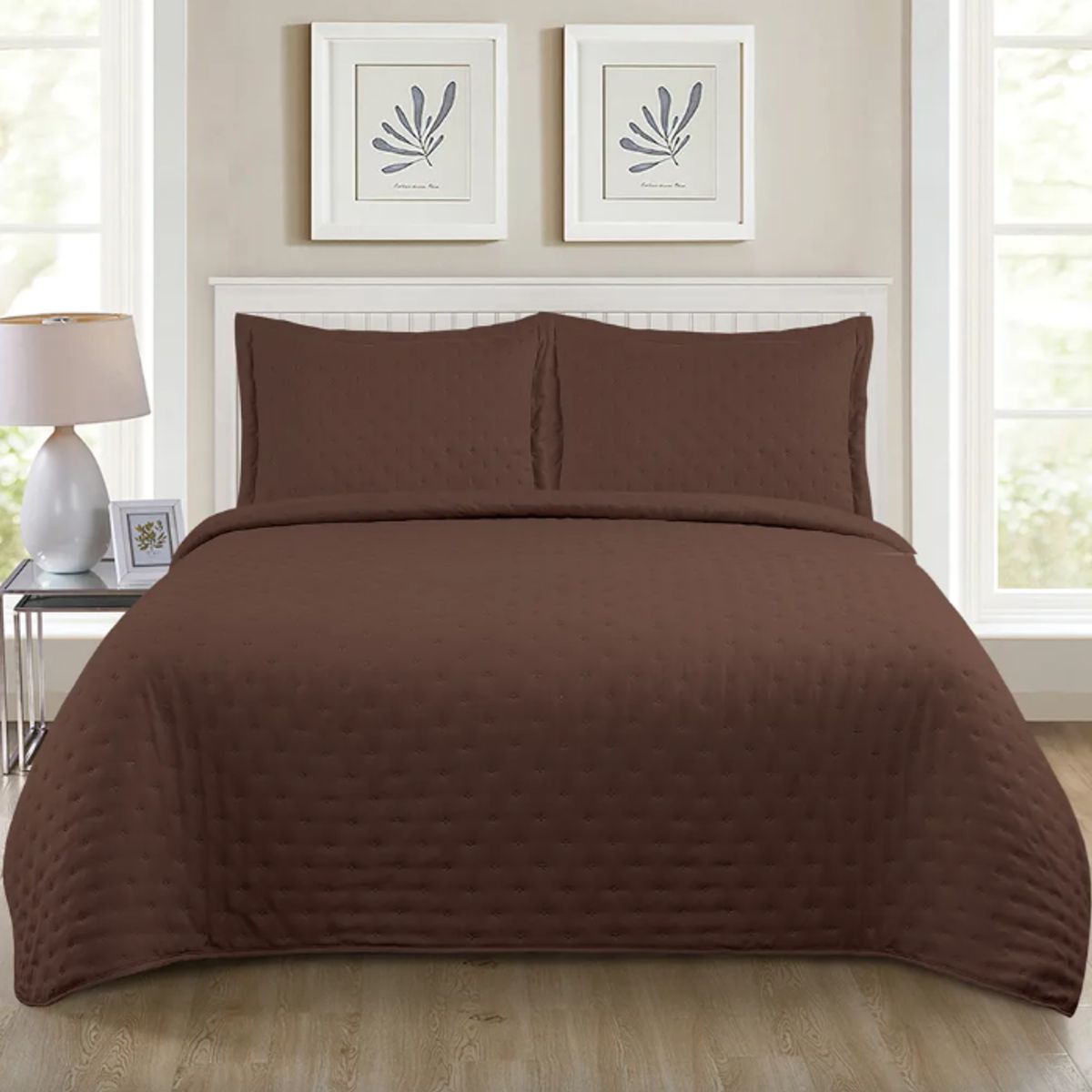 ILLUSIONS - Quilt Roma King Illusions Temporada Primevera -verano Café