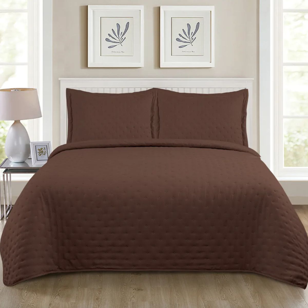 ILLUSIONS - Quilt Roma King Illusions Temporada Primevera -verano Café