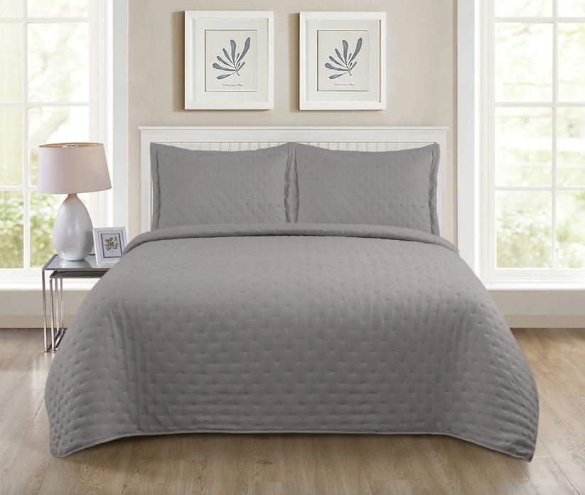 Quilt Roma 2 Plazas Temporada Primevera -verano Gris