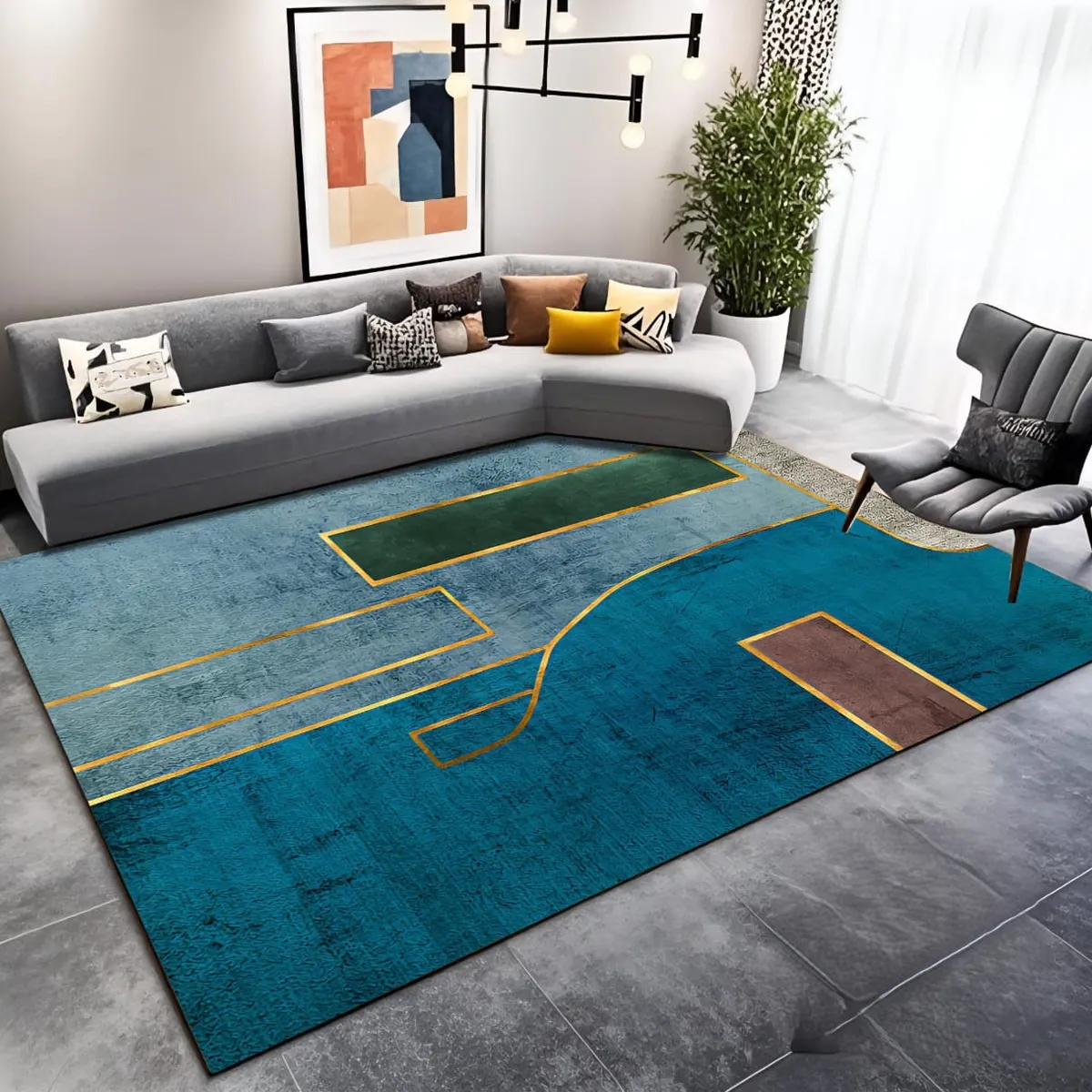 GENERICO - ALFOMBRA PARA LIVING ANTIDESLIZANTE CON DISEÑOS TRIDIMENCIONALES