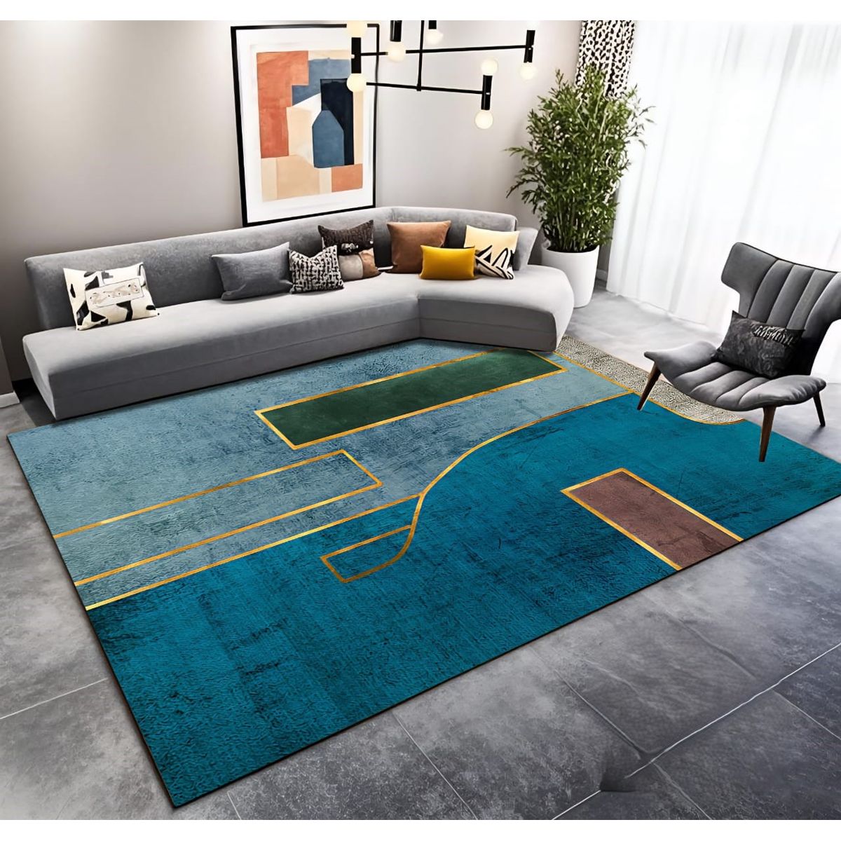 GENERICO - ALFOMBRA PARA LIVING ANTIDESLIZANTE CON DISEÑOS TRIDIMENCIONALES