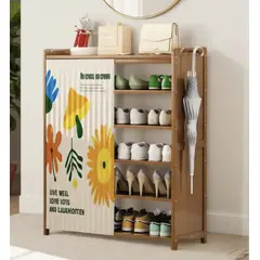 IDEEHOUSE - Zapateras Organizadores Bamboo En Plano 6 Niveles Cortina Bambú