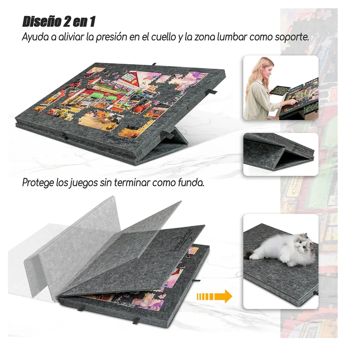OFERTABKN - Tabla De Rompecabezas Inclinable Con Soporte Y 6 Cajones